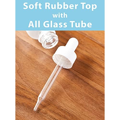 JUVITUS 1 oz / 30 ml Frosted Clear Glass Boston Round Empty Bottle with White Dropper Top Closure (12 Pack)