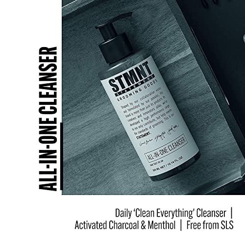 STMNT All-In-One Daily Cleanser 10.1 oz - Sulfate-Free Grooming for Hair, Face & Body with Charcoal & Menthol