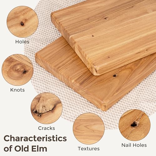 24-Inch Rustic Elm Wood Floating Shelves Set of 2 - Deep Wall Storage with Invisible Brackets