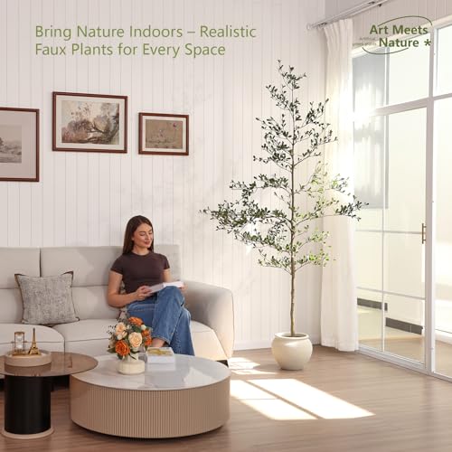 7ft Faux Olive Tree with Fake Trunk - Shady Lady Artificial Tree, UV Resistant