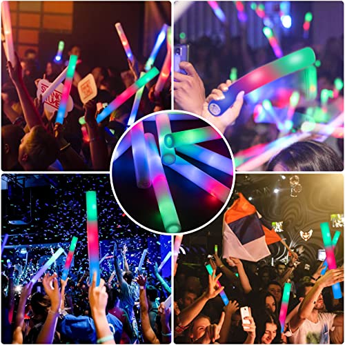 100PCS LED Foam Glow Sticks Bulk Party Pack with 3 Modes - Colorful Flashing for Events & Celebrations - Variation 100