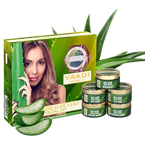 Vaadi Herbals Anti Acne Aloe Vera Facial Kit with Green Tea Extract, 270g