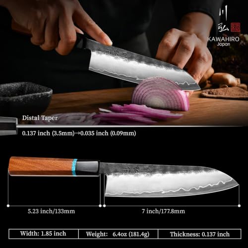 7-Inch Japanese Santoku Chef Knife - Hand Forged VG10 Steel, Lightweight & Balanced