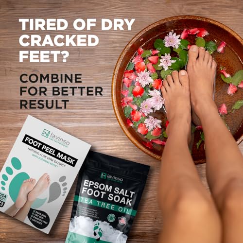 Foot Peel Mask and Tea Tree Foot Soak Kit for Cracked Heels & Odor Relief