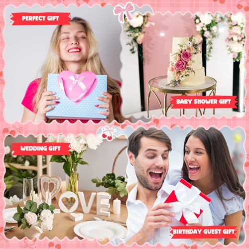 Kacctyen 18 Pcs Pink Cherry Bow Coquette Makeup Bag Cute Bow Canvas Cosmetic Bag for Women Girl with Zipper Aesthetic Travel Stuff Small Pouch for Birthday Party Favor