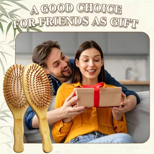 Fishtail Handle Bamboo Hair Brush Set - 10 Pack for Detangling & Styling