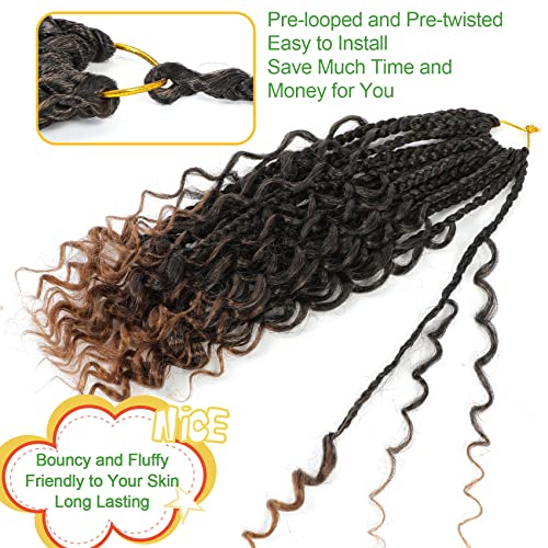 Pre-Looped Goddess Box Braids Crochet Hair 14 Inch - 9 Packs T30#