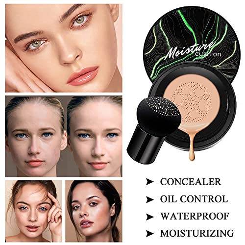 Air Cushion CC Cream Foundation Set with Powder Sponge & Kabuki Brush - #03 Warm Nude 3.57oz Pack of 7