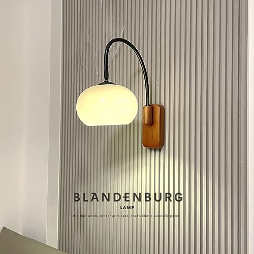 CADPCAG Modern Wall Sconce Mid Century with White Milk Glass & Plug Switch