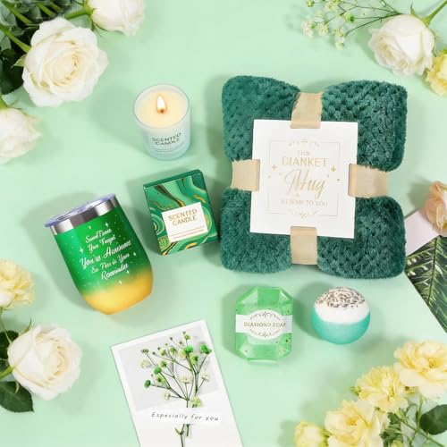Green Spa Gift Basket for Women - Relaxing Self Care & Thank You Gift Set