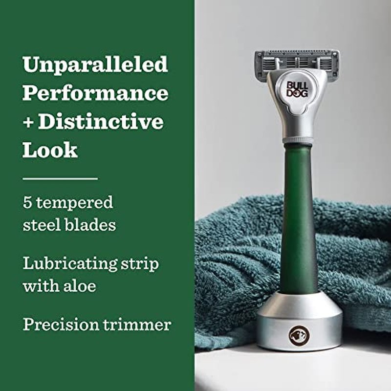 Bulldog Mens Skincare and Grooming Original Recycled Glass Handle Razor with Razor Stand