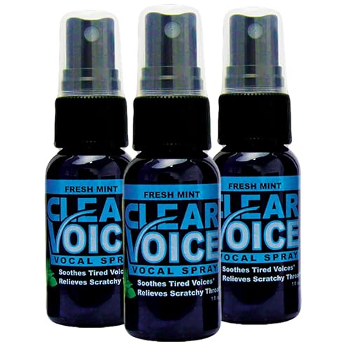 Clear Voice Vocal Throat Spray Mint 1 Fl Oz Pack of 3 - Soothes & Moisturizes Throat