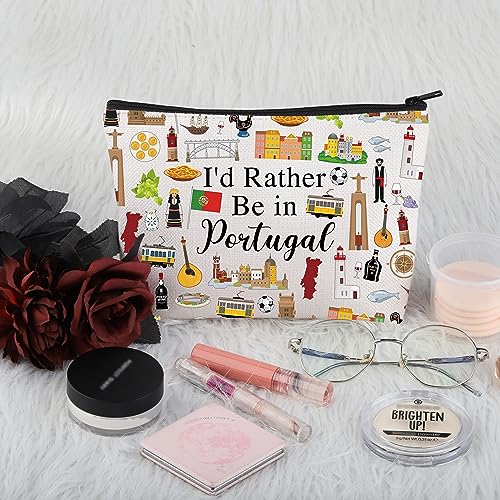 PWHAOO Portugal Trip Vacation Gift - I'd Rather Be in Portugal Makeup Bag - Heritage Cosmetic Bag - Pride Souvenir Gift