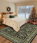Green Black Washable 6x9 Rug for Living Room & Bedroom - GarveeHome