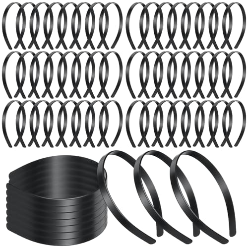 Black Plastic Headbands Bulk - 1/2 Inch Wide, 100 Pack, DIY Friendly