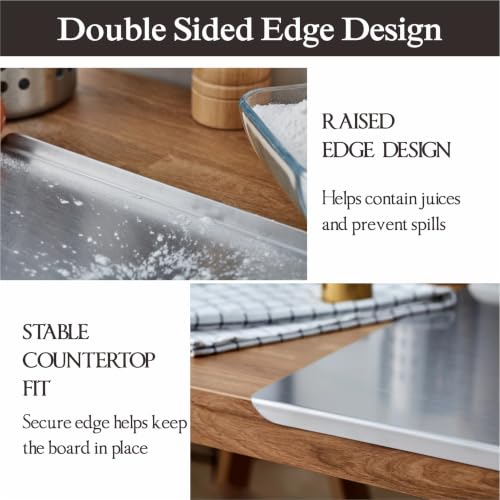 Stainless Steel Cutting Board Set with Lip - 3 Sizes for Kitchen Food Prep