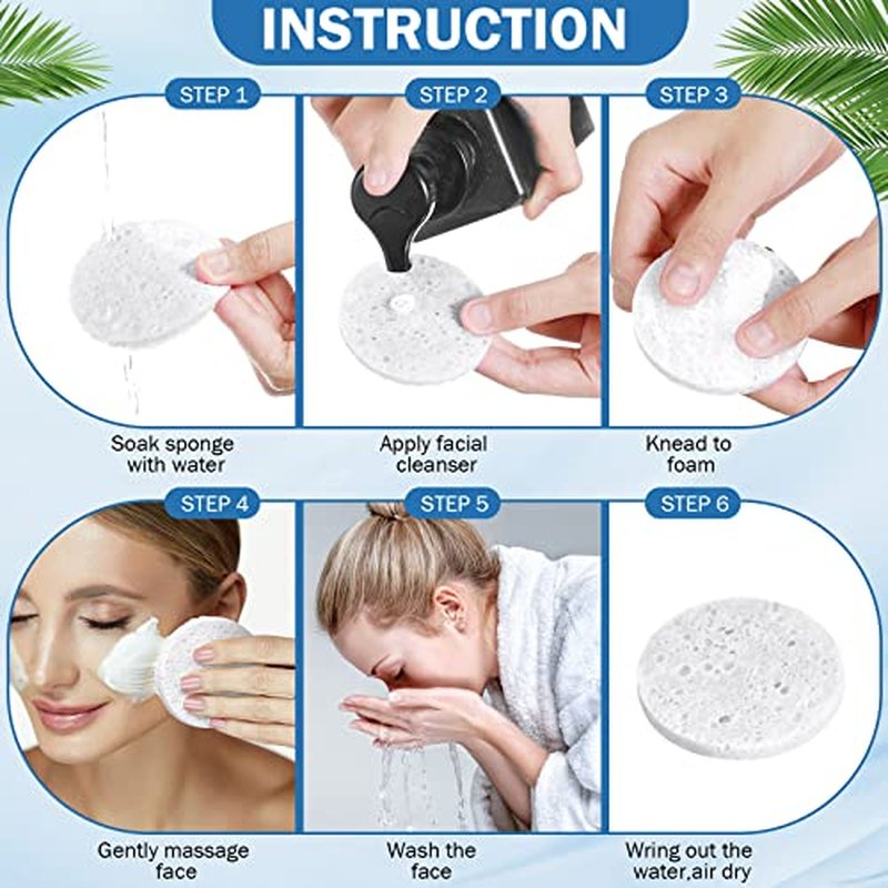 300 Count Compressed Facial Sponges Natural Face Sponges for Cleansing Disposable Facial Exfoliating Pads for Estheticians(White)