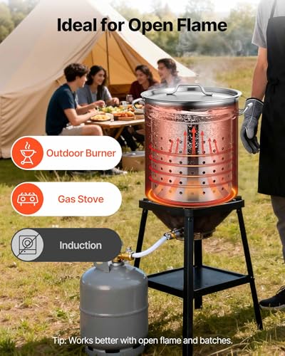 42 Quart Stainless Steel Stockpot with Strainer Lid and Handle - Heavy Duty Commercial Cookware