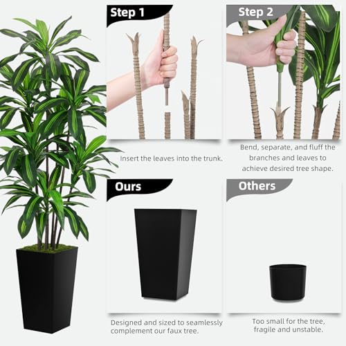 Artificial 6FT Dracaena Tree with Black Tall Planter - Realistic Indoor Decor