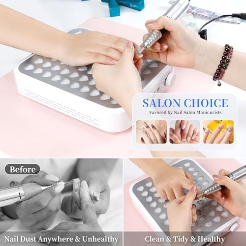 ANGNYA Rechargeable Nail Dust Collector with LED Light - White