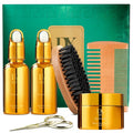 Beard Grooming Kit for Black Men, Beard Care Kit for Black Men w/Oil, Balm, Brush, Comb and Scissors, Valentines Birthday Gifts for Dad Husband Boyfriend
