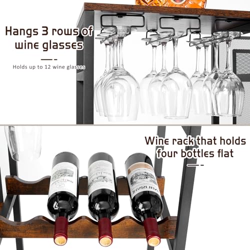 Large 3-Tier Liquor Stand and Mini Bar Table for Home Wine & Whiskey Storage