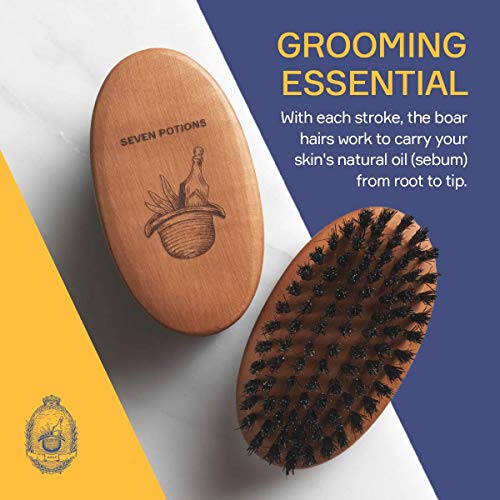 Beard Brush with Boar Bristles and Pear Wood Handle for Men - Tames and Softens Facial Hair