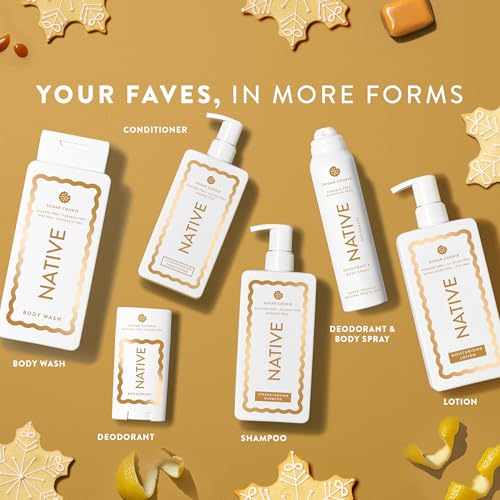 Native Body Wash, Holiday Edition, Sugar Cookie Scent, Contains Naturally Derived Ingredients | For Women & Men, Sulfate, Paraben, & Dye Free Leaving Skin Soft and Hydrated | 18 oz