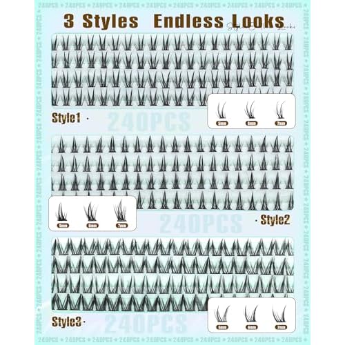 Bottom Lash Clusters 3 Styles Bottom Lashes 240PCS Wispy Eyelash Clusters Lower Cluster Lashes 5-7MM Spiky Bottom Individual Lashes DIY Cluster Eyelash Extensions by Boahankuke