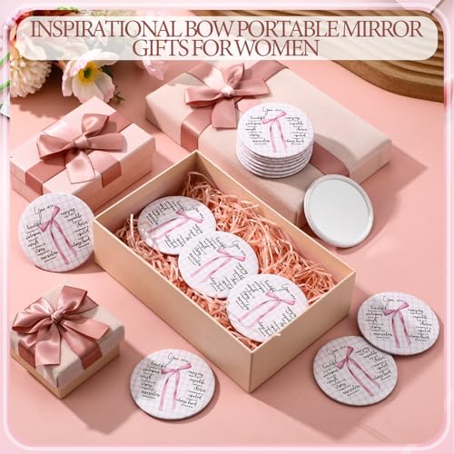 Christian Compact Mirrors Set 60 Pcs Pink Bow with Bible Verse - Religious Gift for Women, Pentecost & Trinity Sunday, Portable Makeup Reflection - Variation of THIS listing 60 / Christian