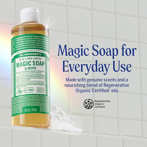 Dr. Bronner's Almond Castile Liquid Soap 16 oz Pack of 2 | Organic Body Wash