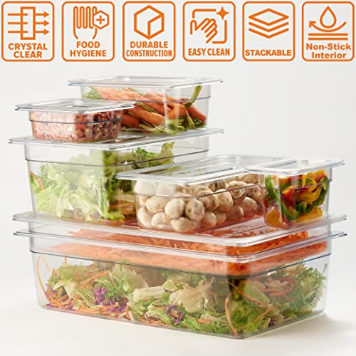 Full Size 4-Inch Deep NSF Polycarbonate Food Pan 6-Pack - Dishwasher & Freezer Safe