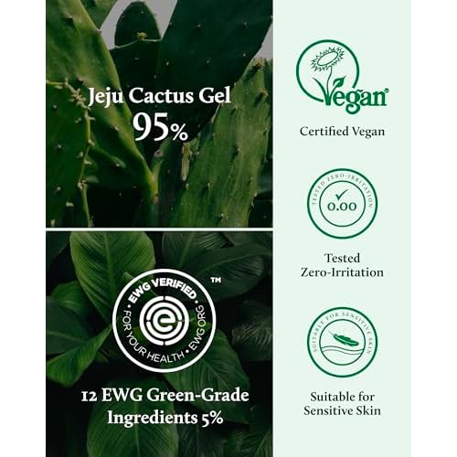 YADAH Cactus Soothing Gel (3.7fl oz) -95% Cactus Extract, Sunburn Relief,After Sun Care,Calm, Cool & Soothe Irritated Skin, Face Redness,Korean Skin Care,Vegan.