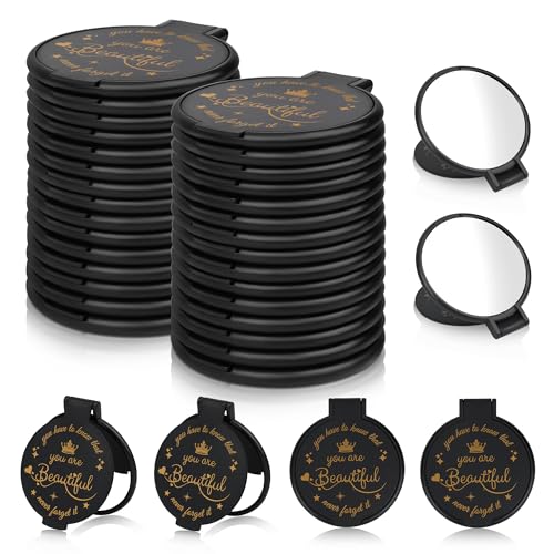 Windspeed 36Pcs Folding Black Compact Mirror Pack 2.4 in Black Mini Pocket Mirror for Purse, Pocket, Small Appreciation Gifts for Women