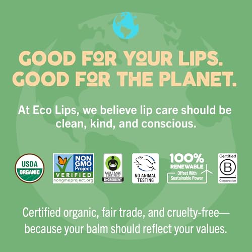 Mongo Kiss Organic Lip Balm 6-Pack by Eco Lips 100% Organic Beeswax & Cocoa Butter Lip Care with Mongongo Oil - Soothe & Moisturize Dry & Cracked Lips - Made in USA. (Pomegranate, Yumberry, Blood Oran