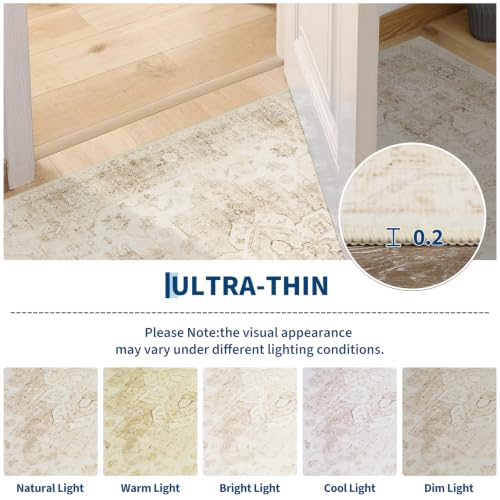 Large 9x12 Beige Vintage Boho Area Rug Washable Living Room Carpet