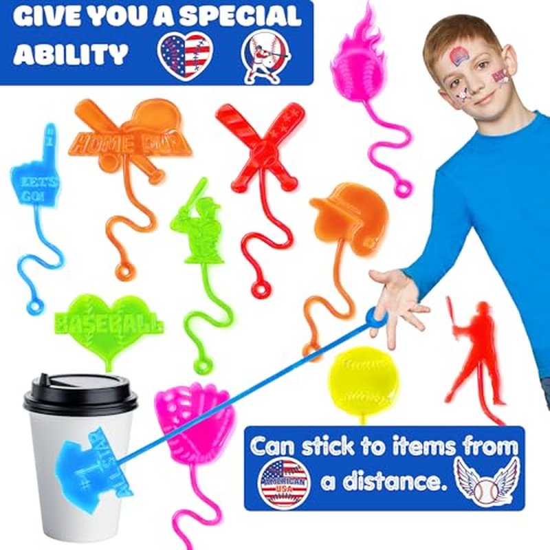 48PCS Baseball Party Favors - 24PCS Temporary Tattoos & 24PCS Stick Hands Party - Perfect Birthday Party Supplies, Goodie Bag Stuffers, Treasure Box Toys, Classroom Prizes, and Student Gifts