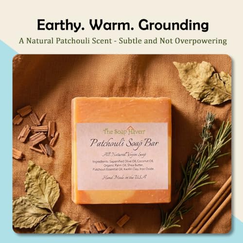 Natural Patchouli Soap Bar - Handmade, 4 Large 4.5 Oz Bars, USA