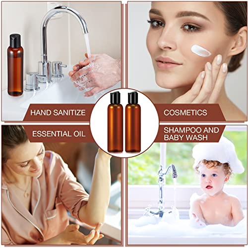 30 Pack 200ml Amber Plastic Travel Squeeze Bottles with Flip Cap for Liquids & Lotions