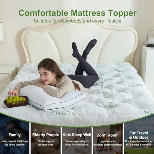 Full Size Memory Foam Mattress Topper 5 Inch Bamboo Visco Cooling Support