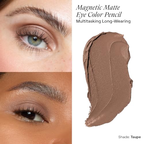 Nudestix Magnetic Matte Eye Color Taupe - 3-in-1 Vegan Waterproof Eyeshadow Pencil, Eyeliner & Primer