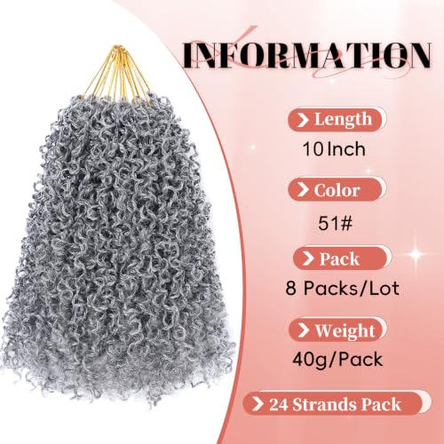 Pre Looped Crochet Hair - Senegalese Twist 10 Inch, Gray, 8 Packs