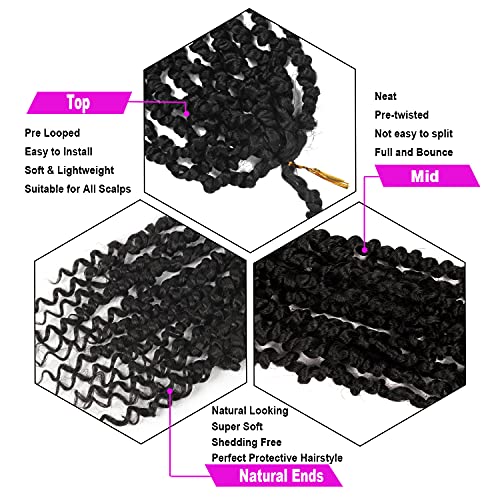 Pre-Twisted Passion Twist Crochet Hair 14 Inch - 1B - Pack of 8