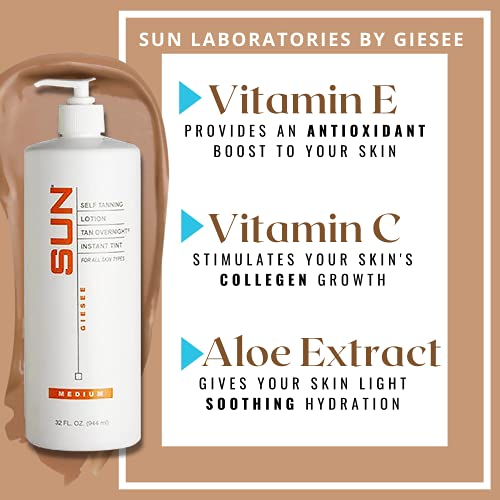 Self Tanning Lotion Medium to Dark - Long Lasting, Odorless Sunless Tan for Face & Body