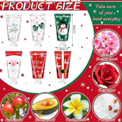 96 Pieces Secret Santa Gift Set: Mini Christmas Hand Cream Travel Size Lotion Bulk Holiday Stocking Stuffers Appreciation Gifts for Women Employee Coworker Staff 30ml 6 Natural Plant Fragrance