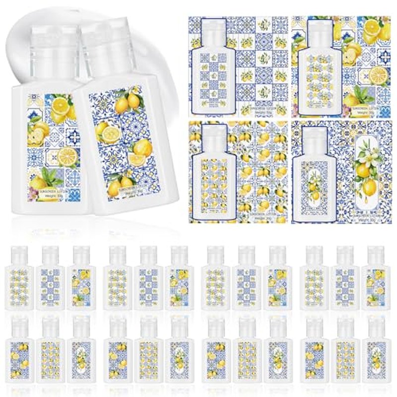 Demissle 30 Pcs Mini Sunscreen Bulk Travel Size 1 oz Lemon Party Favors Capri Lemon Sunscreen Lotion Spf 30 for Wedding Bridal Bachelor Shower Italian Holiday Souvenir Birthday Party