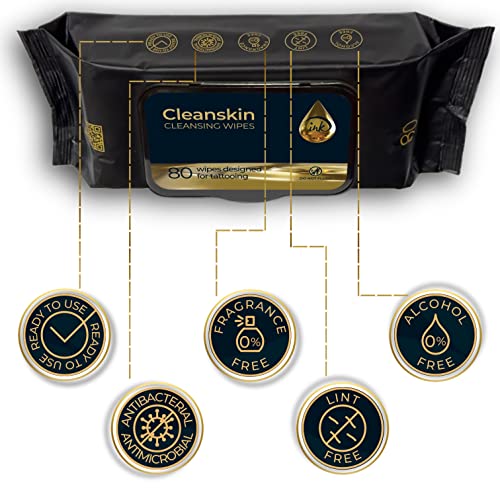 CleanSkin Green Soap Tattoo Wipes 3-Pack - Alcohol-Free Unscented, 80 Count