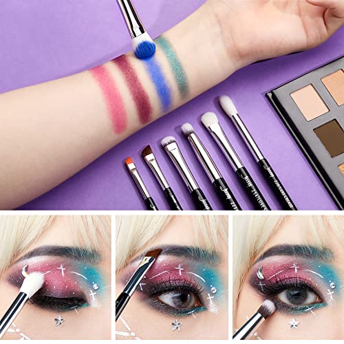 Jessup 15PCS Pro Eye Makeup Brush Set Black/Silver T177 with Makeup Brushes Cleansing Mat A005
