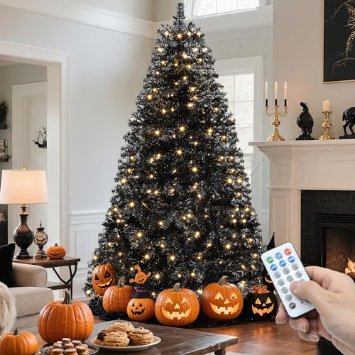 YITAHOME 6ft Prelit Black Christmas Tree with Remote Control, Festive & Eerie Atmosphere