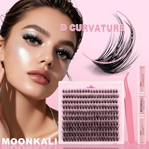 Lash Clusters Kit Mink Wispy Full Eyelash Clusters D Curly Natural Waterproof Cluster Eyelash Extensions With Lash Glue Bond and Seal and Eyelash Tweezers Luxury 60D Individual Cluster Lashes Kit